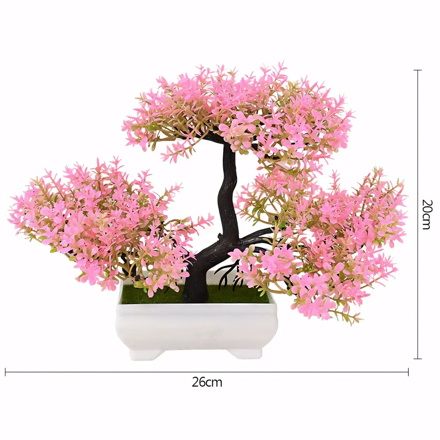 Bonsai Artificial Florido Rosa - Planta Decorativa com Vaso Branco