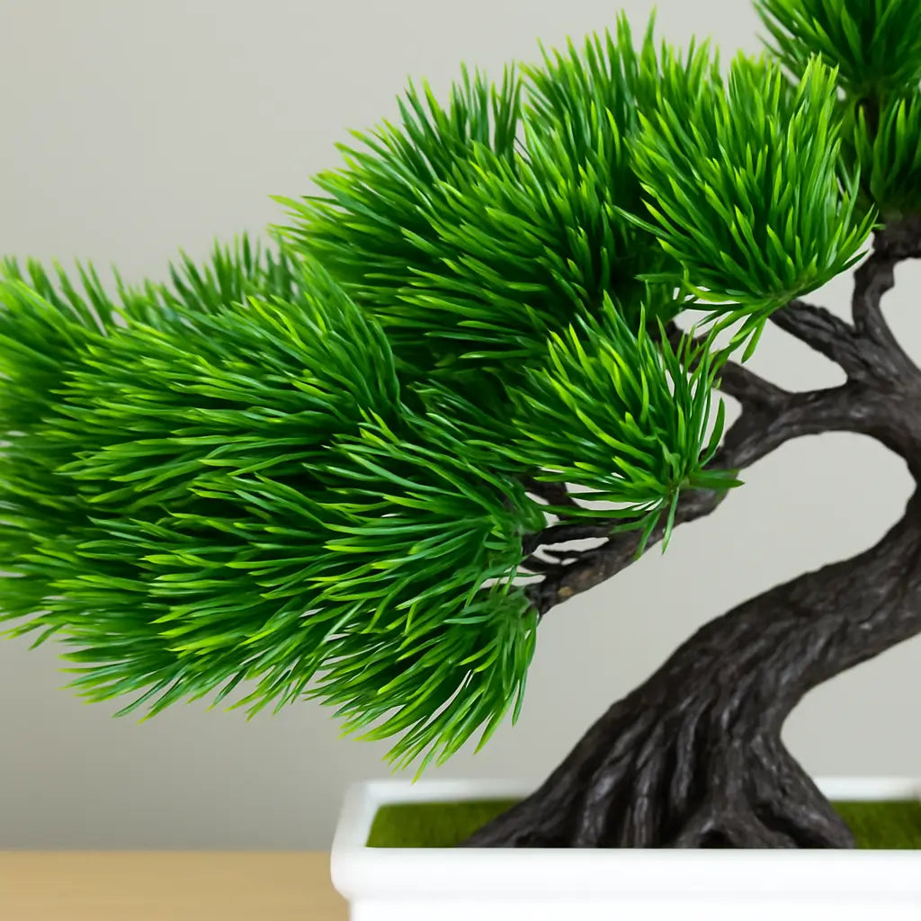 Bonsai Artificial Verde Clássico – Árvore Decorativa Estilo Pinheiro com Vaso Branco