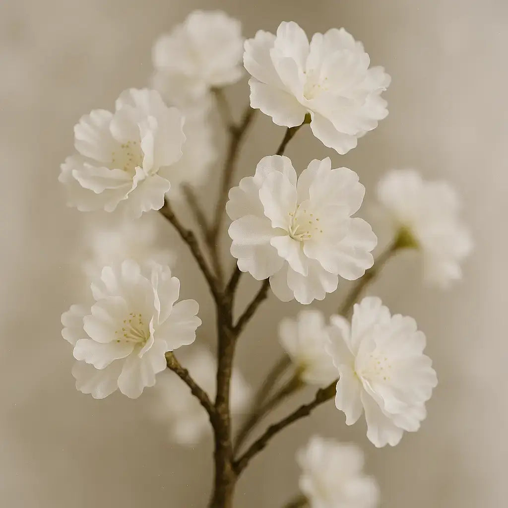 Árvore Artificial de Cerejeira Branca – Planta Decorativa com Flores de Seda e Tronco Natural