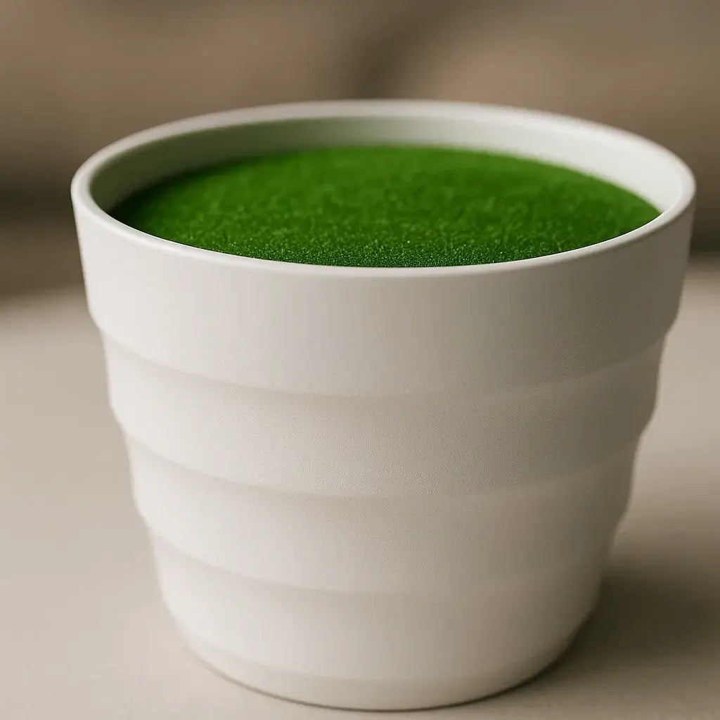 Vaso Branco Decorativo para Plantas Artificiais com Grama Sintética Plástico Resistente 13cm