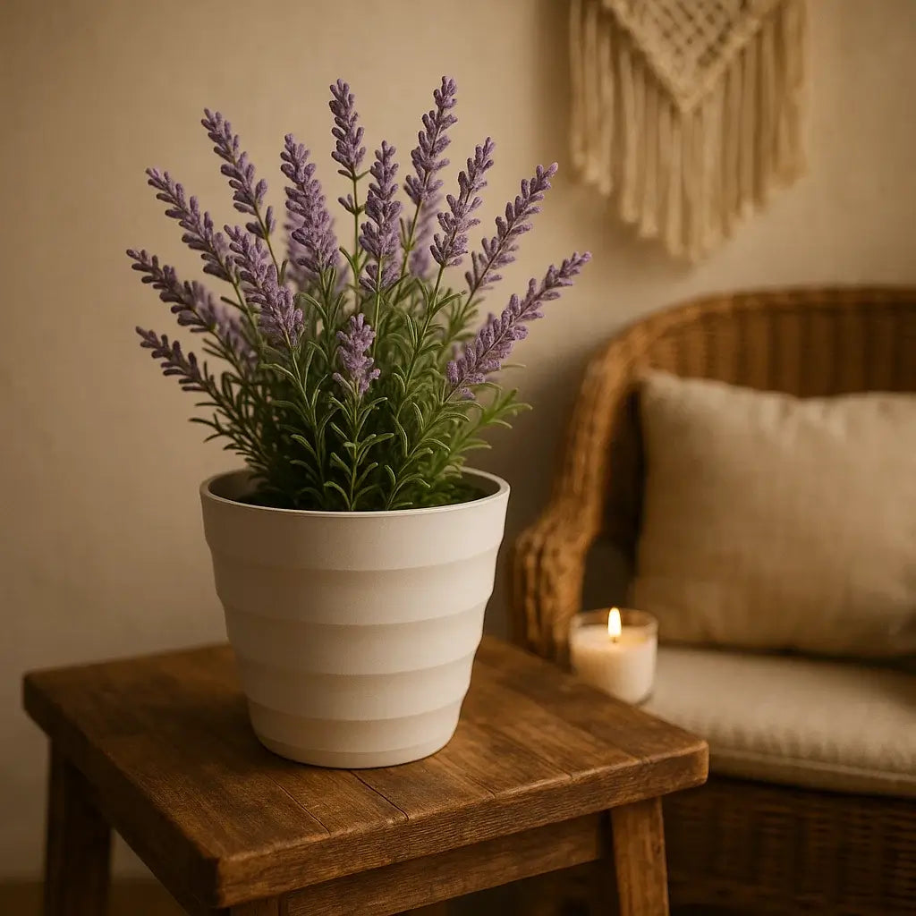Vaso Branco Decorativo para Plantas Artificiais com Grama Sintética Plástico Resistente 13cm