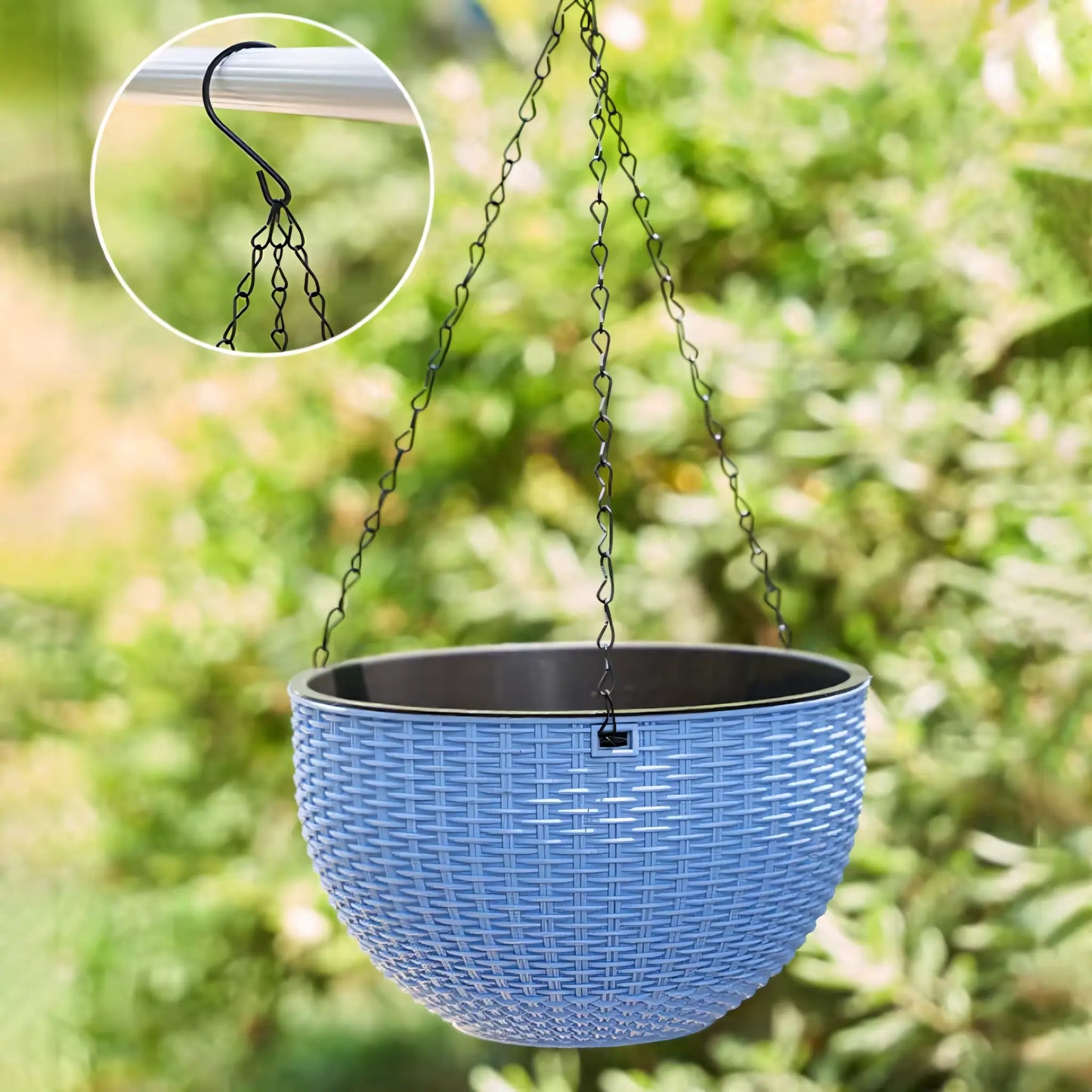 Vaso de Planta Suspenso de Plástico Rattan com Corrente