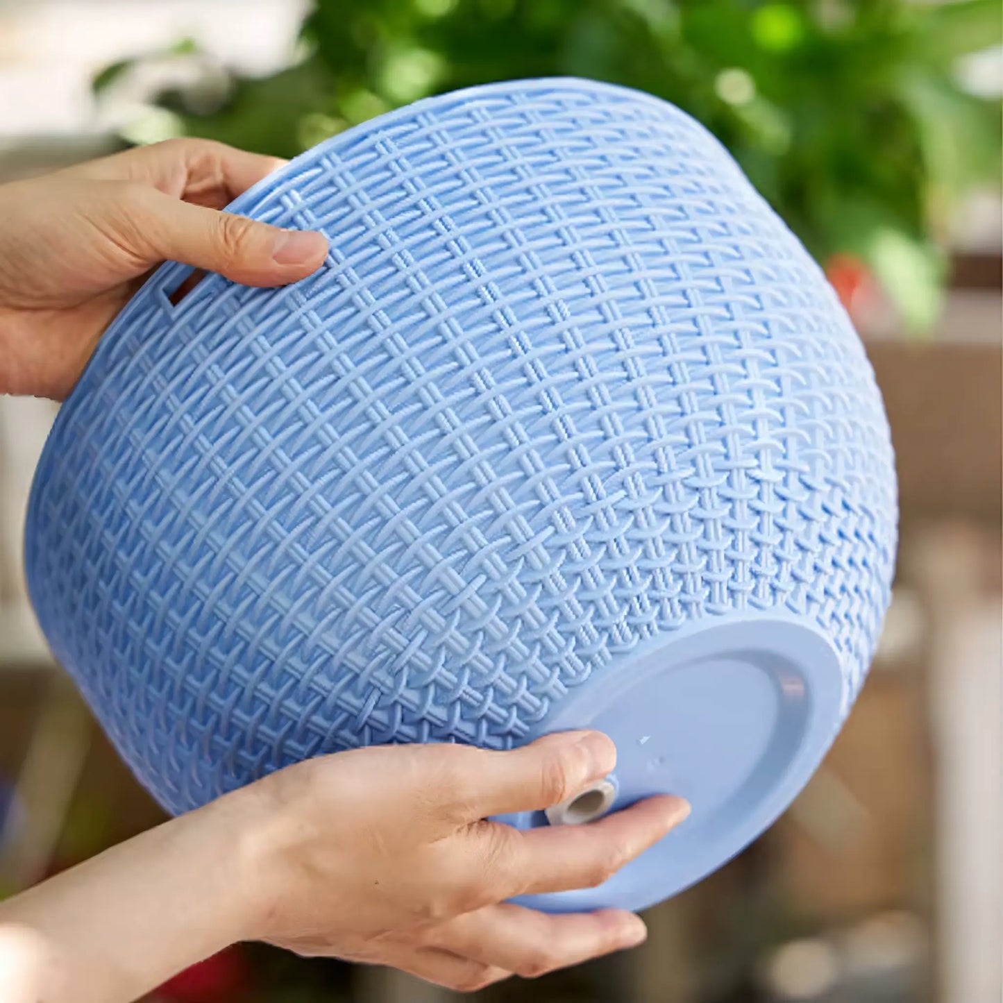 Vaso de Planta Suspenso de Plástico Rattan com Corrente