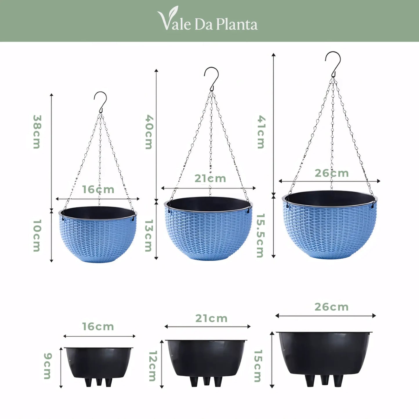 Vaso de Planta Suspenso de Plástico Rattan com Corrente
