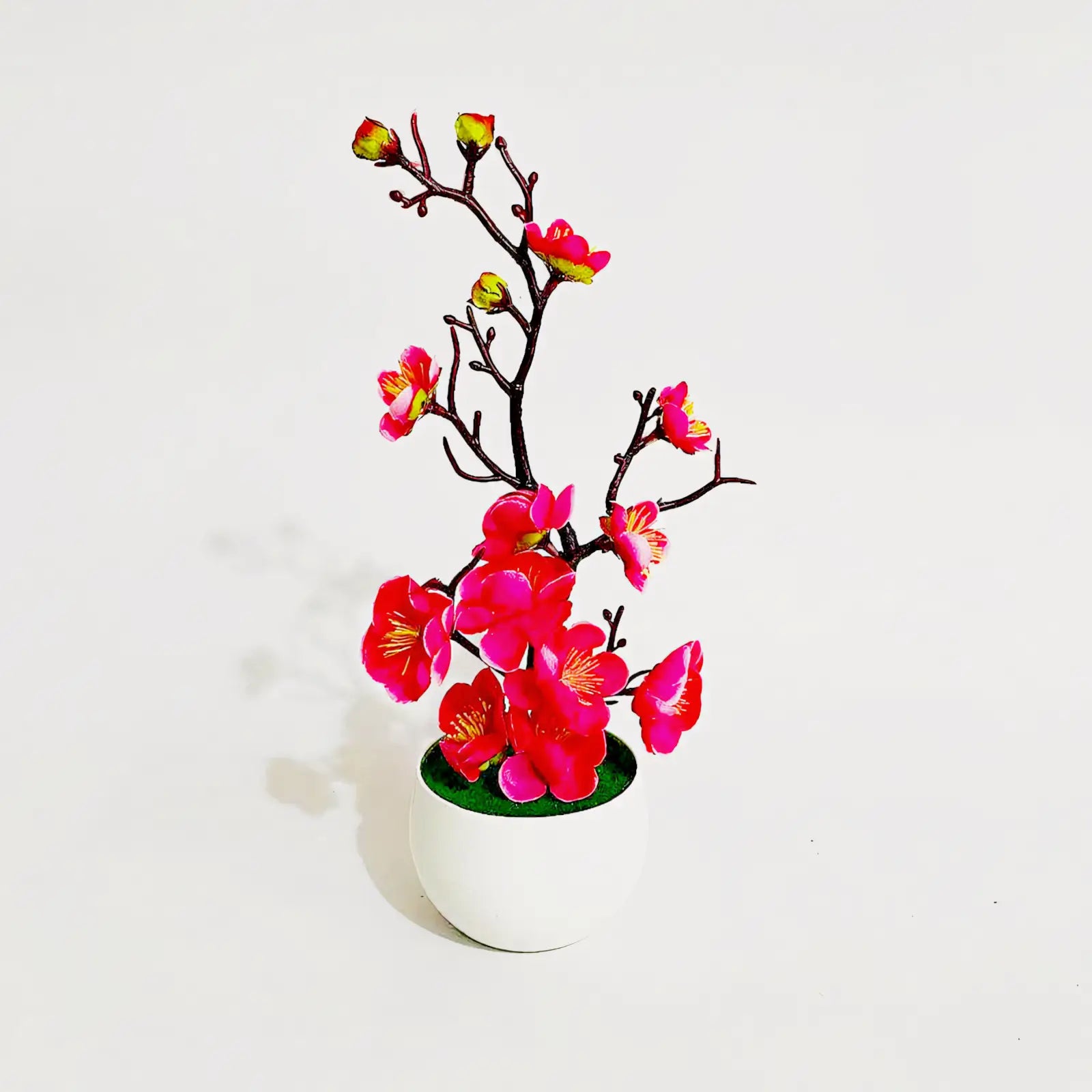 Arranjo Artificial Flor de Ameixa Planta Decorativa com Vaso Branco