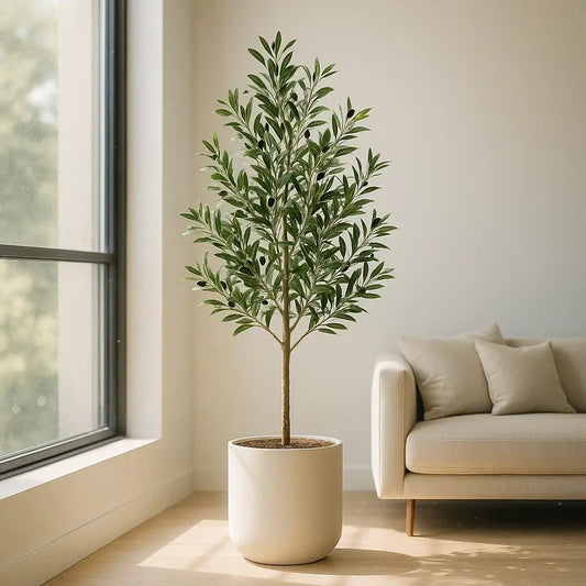 Oliveira Artificial Realista para Decoração de Interiores Árvore Verde com Azeitonas