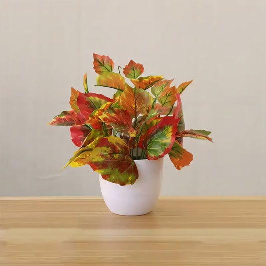 Planta Artificial Realista com Folha de Bordo Com Vaso Branco