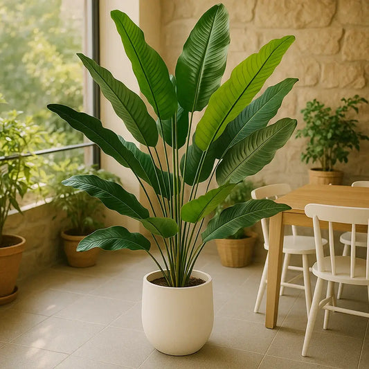 Planta Artificial Tropical Strelitzia Nicolai – Folha Realista de Bananeira para Decoração