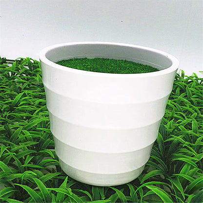 Vaso Branco Decorativo para Plantas Artificiais com Grama Sintética Plástico Resistente 13cm