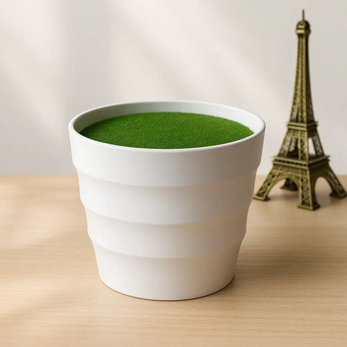 Vaso Branco Decorativo para Plantas Artificiais com Grama Sintética Plástico Resistente 13cm