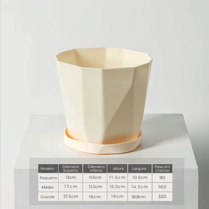 Vaso de Planta Pequeno Decorativo Plástico Resistente com Prato
