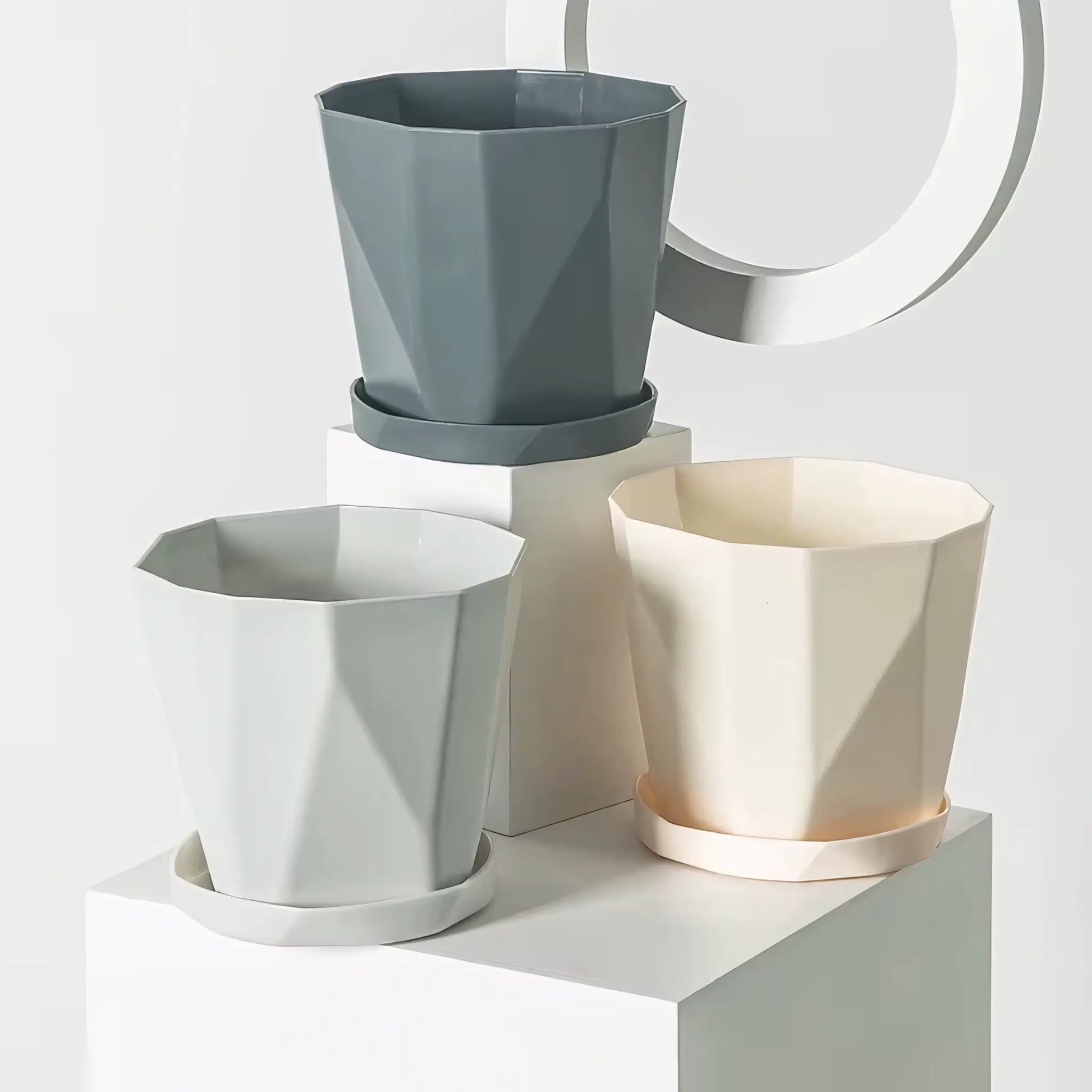 Vaso de Planta Pequeno Decorativo Plástico Resistente com Prato