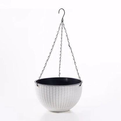Vaso de Planta Suspenso de Plástico Rattan com Corrente