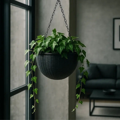 Vaso de Planta Suspenso de Plástico Rattan com Corrente