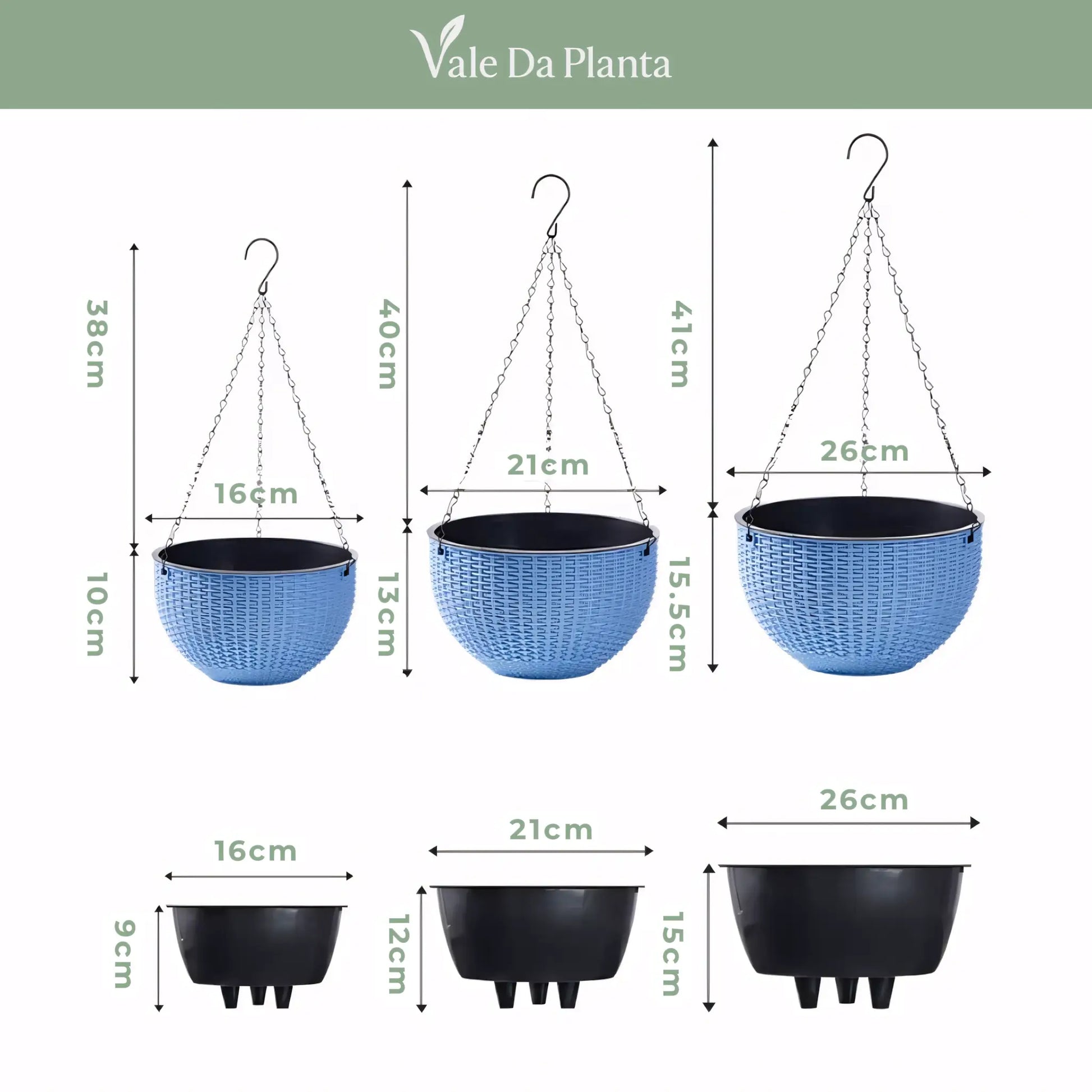 Vaso de Planta Suspenso de Plástico Rattan com Corrente